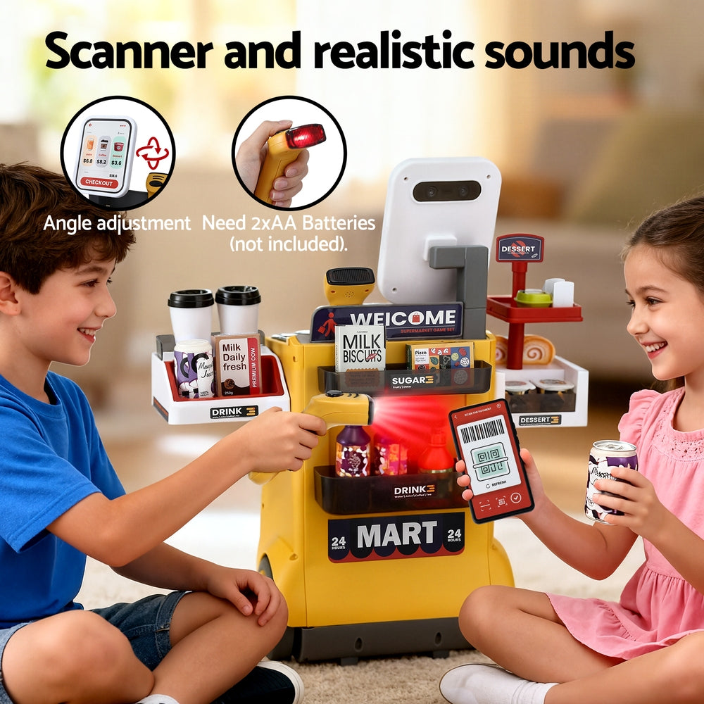 Keezi Kids Pretend Playset Supermarket Shopping Role Play Toy Cash Food 48PCS - SM Everyday Living