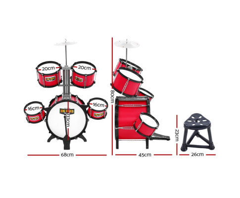 7 Drum Set Junior Drums Kit Musical Play Toys Childrens Mini Big Band - SM Everyday Living