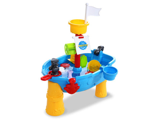 Kids Beach Sand and Water Toys Outdoor Table Pirate Ship Childrens Sandpit - SM Everyday Living