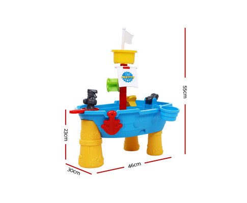 Kids Beach Sand and Water Toys Outdoor Table Pirate Ship Childrens Sandpit - SM Everyday Living