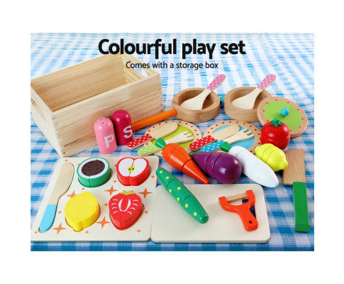 Kids Pretend Play Food Kitchen Wooden Toys Childrens Cooking Utensils Food - SM Everyday Living