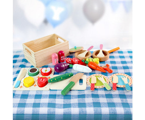 Kids Pretend Play Food Kitchen Wooden Toys Childrens Cooking Utensils Food - SM Everyday Living