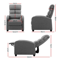 Luxury Recliner Chair Chairs Lounge Armchair Sofa Fabric Cover Grey - SM Everyday Living