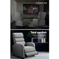 Luxury Recliner Chair Chairs Lounge Armchair Sofa Fabric Cover Grey - SM Everyday Living