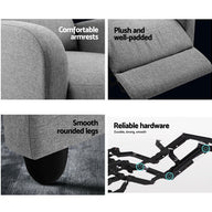 Luxury Recliner Chair Chairs Lounge Armchair Sofa Fabric Cover Grey - SM Everyday Living