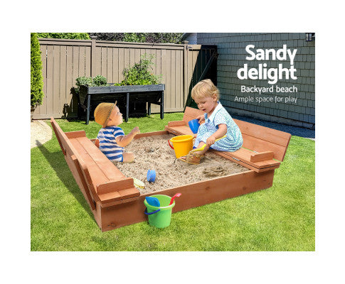 Wooden Outdoor Sandpit Set - Natural Wood - SM Everyday Living