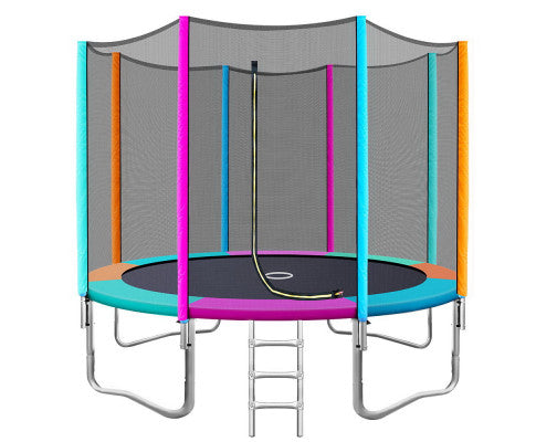 10FT Trampoline Round Trampolines Kids Safety Net Enclosure Pad Outdoor Gift Multi-coloured - SM Everyday Living