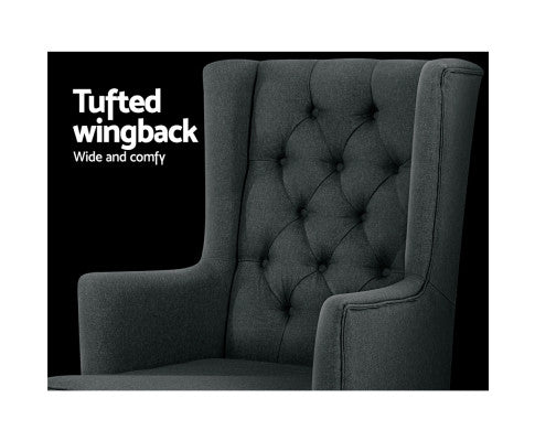 Rocking Armchair Feeding Chair Fabric Armchairs Lounge Recliner Charcoal - SM Everyday Living