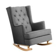 Rocking Armchair Feeding Chair Linen Fabric Armchairs Lounge Retro Grey - SM Everyday Living