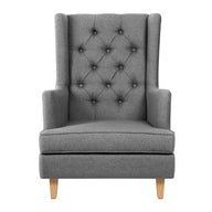 Rocking Armchair Feeding Chair Linen Fabric Armchairs Lounge Retro Grey - SM Everyday Living