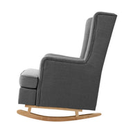 Rocking Armchair Feeding Chair Linen Fabric Armchairs Lounge Retro Grey - SM Everyday Living