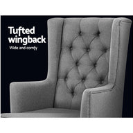 Rocking Armchair Feeding Chair Linen Fabric Armchairs Lounge Retro Grey - SM Everyday Living