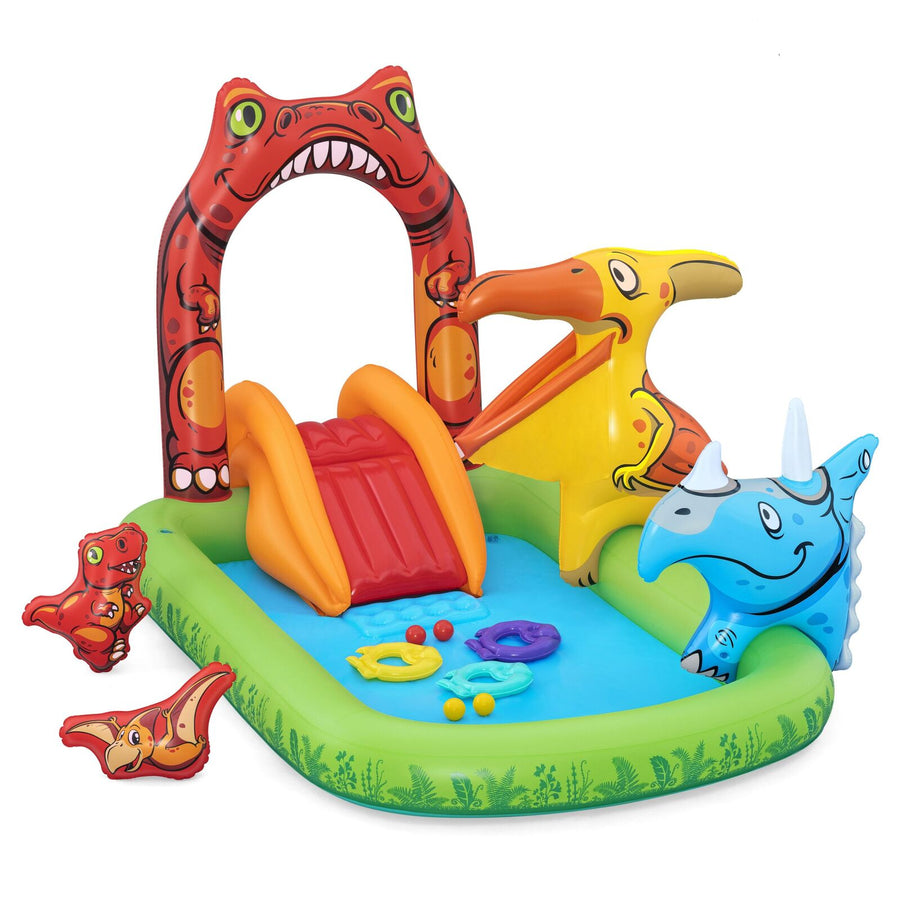 190L Jurassic Splash Water Play Centre, Bright Dinosaur Theme with Slide - SM Everyday Living