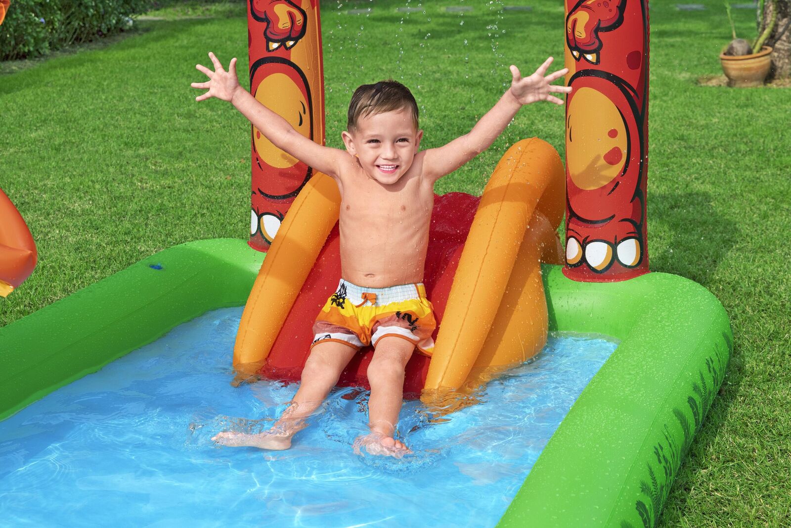 190L Jurassic Splash Water Play Centre, Bright Dinosaur Theme with Slide - SM Everyday Living