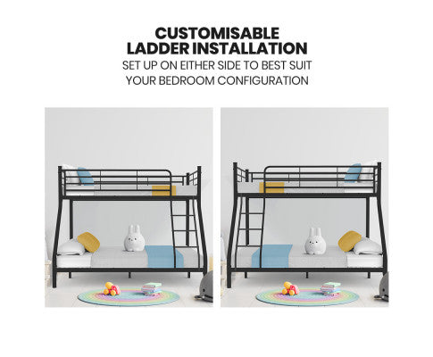 Kingston Slumber Metal Single over Double Bunk Bed Frame, Dark Matte Grey - SM Everyday Living