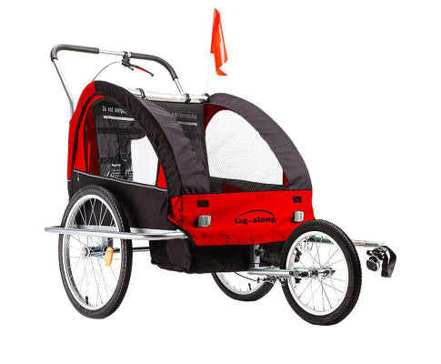 Tag-Along Kids Bike Trailer Child Bicycle Pram Stroller Children Wheel Jogger Red - SM Everyday Living