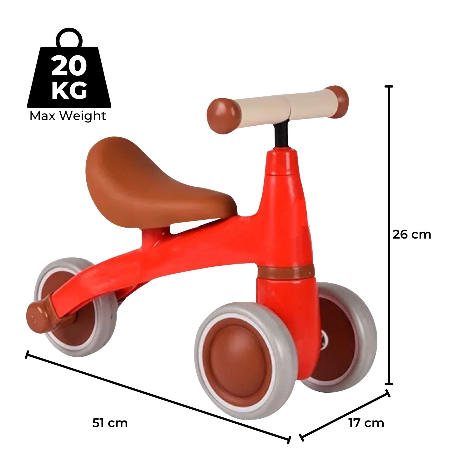 3 Wheels Baby Balance Bike Red