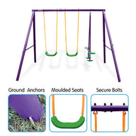 Kids 4-Seater Swing Set Purple Green - SM Everyday Living
