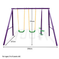 Kids 4-Seater Swing Set Purple Green - SM Everyday Living