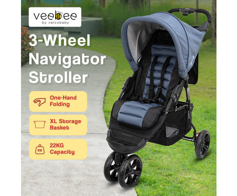 Navigator Stroller 3-wheel Pram For Newborns To Toddlers - Glacier - SM Everyday Living