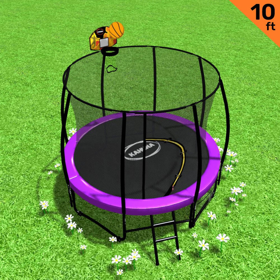 10ft Trampoline with Basketball Hoop Set - Purple
