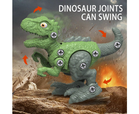 Disassemble Blocks Jurassic Dinosaurs Building Blocks Toys Battery Drill Tyrannosaurus Rex Wyvern Velociraptor Stegosaurus - SM Everyday Living