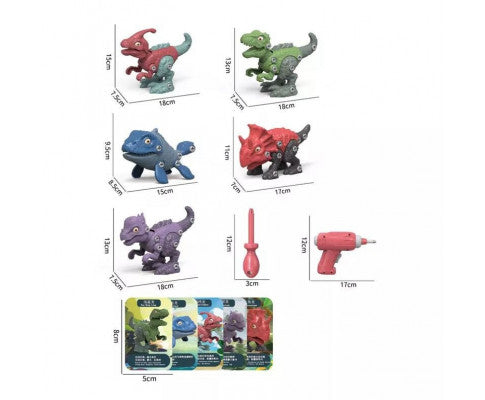 Disassemble Blocks Jurassic Dinosaurs Building Blocks Toys Battery Drill Tyrannosaurus Rex Wyvern Velociraptor Stegosaurus - SM Everyday Living