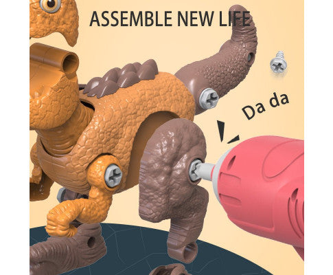 Disassemble Blocks Jurassic Dinosaurs Building Blocks Toys Battery Drill Tyrannosaurus Rex Wyvern Velociraptor Stegosaurus - SM Everyday Living
