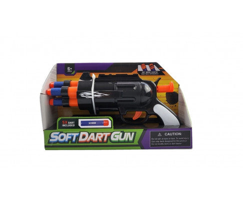Soft Dart Black Gun for Children (Includes 5 Soft Darts) 6+ - SM Everyday Living