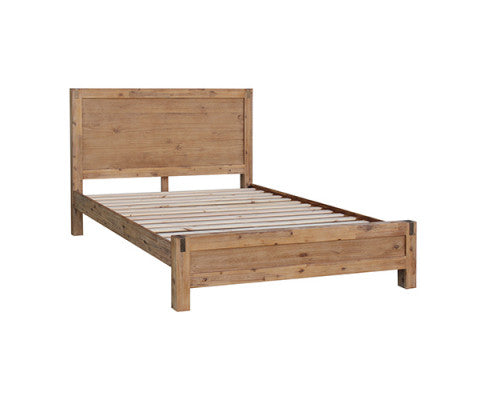 Bed Frame Single Size in Solid Wood Veneered Acacia Bedroom Timber Slat in Oak - SM Everyday Living