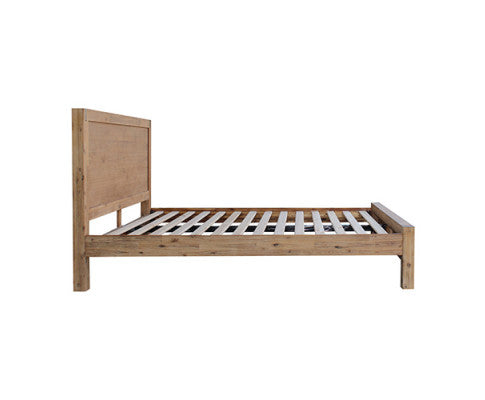 Bed Frame Single Size in Solid Wood Veneered Acacia Bedroom Timber Slat in Oak - SM Everyday Living