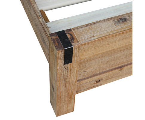 Bed Frame Single Size in Solid Wood Veneered Acacia Bedroom Timber Slat in Oak - SM Everyday Living
