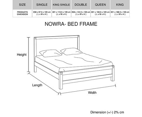 Bed Frame Single Size in Solid Wood Veneered Acacia Bedroom Timber Slat in Oak - SM Everyday Living