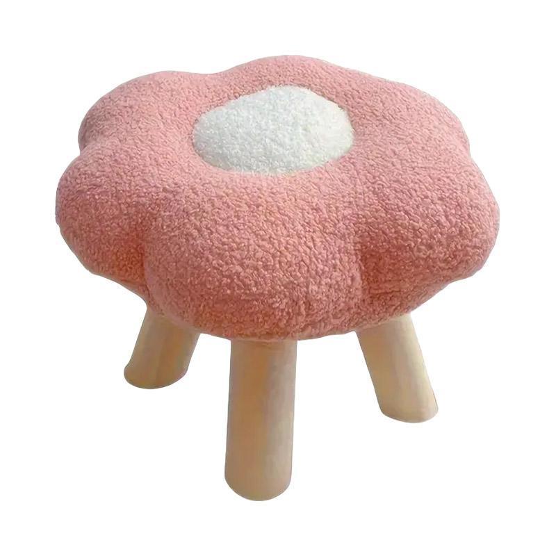 Small Flower Short Stool for Entryway or Living Room Shoe Bench or Footrest - Blue