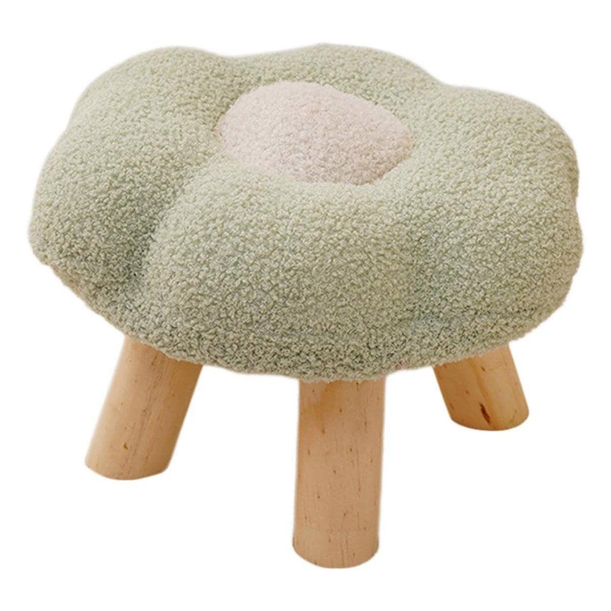 Small Flower Short Stool for Entryway or Living Room Shoe Bench or Footrest - Blue