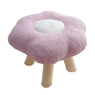 Small Flower Short Stool for Entryway or Living Room Shoe Bench or Footrest - Blue