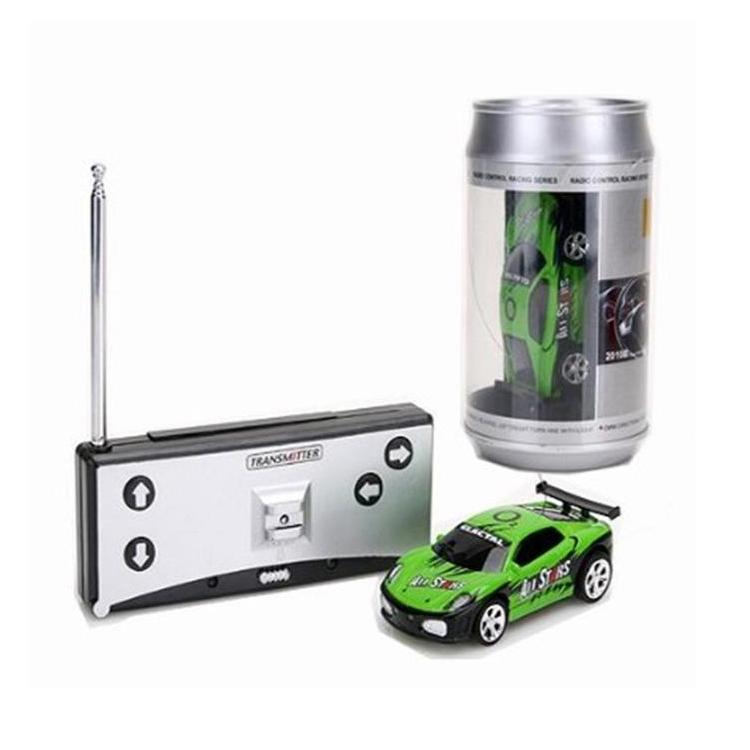 Mini Rc Car with Remote Control - Coke can Design - Green + White