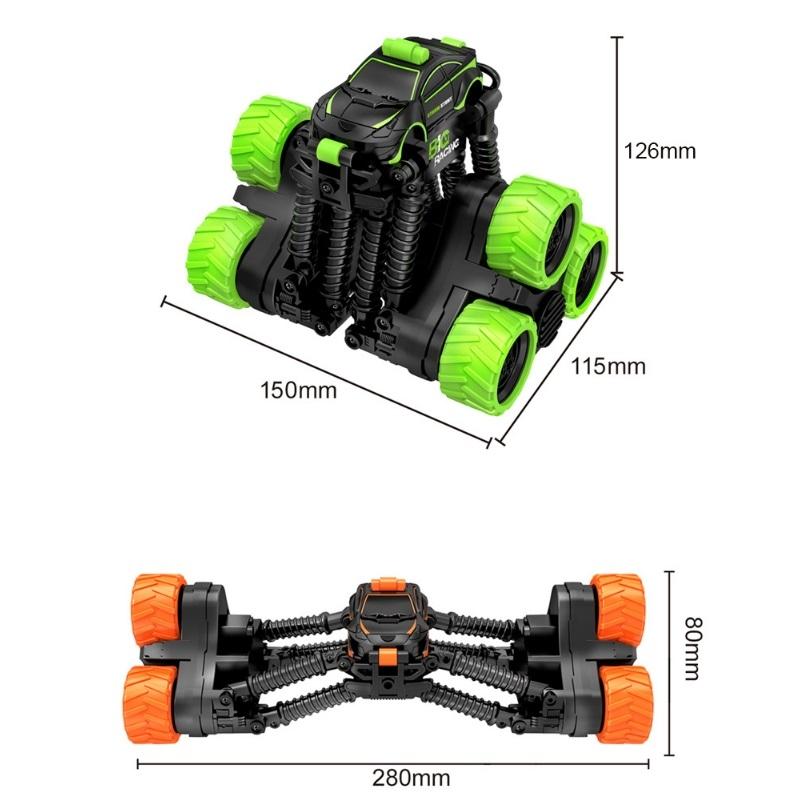 Telescopic Deformation Rc Stunt Car - Off-road Tumbling Climber - Black Green