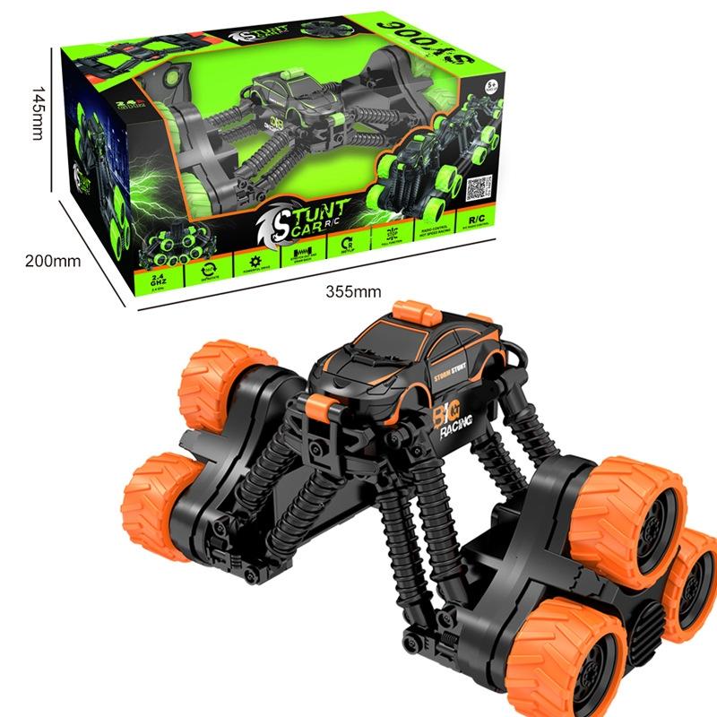 Telescopic Deformation Rc Stunt Car - Off-road Tumbling Climber - Black Green