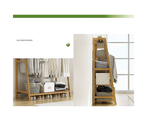 Clothes Rack Coat Garment Stand Bamboo Rail Hanger Airer Closet - SM Everyday Living