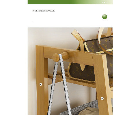 Clothes Rack Coat Garment Stand Bamboo Rail Hanger Airer Closet - SM Everyday Living