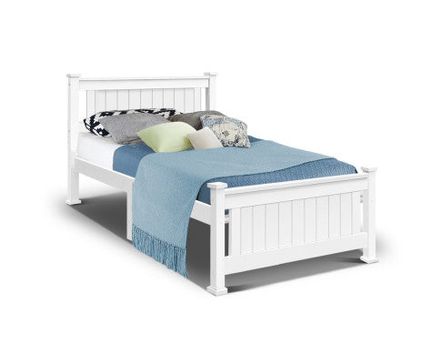 Single Size Wooden Bed Frame - White - SM Everyday Living