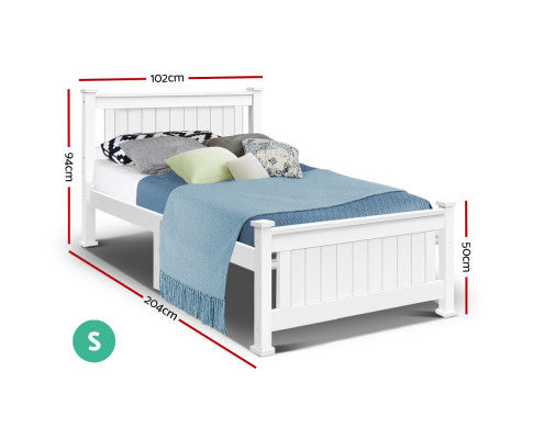 Single Size Wooden Bed Frame - White - SM Everyday Living