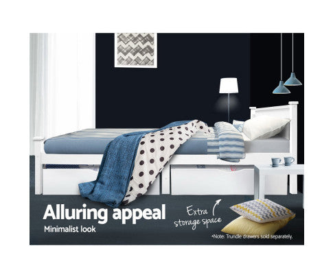 Single Size Wooden Bed Frame - White - SM Everyday Living
