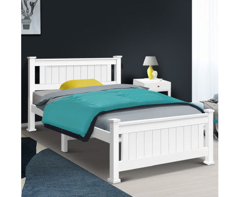 Single Size Wooden Bed Frame - White - SM Everyday Living