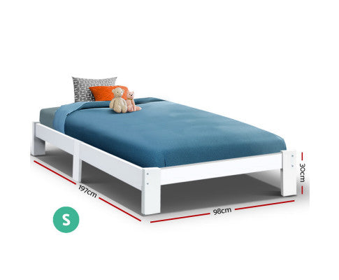 Bed Frame Single Wooden Bed Base Frame Size JADE Timber Mattress Platform - SM Everyday Living