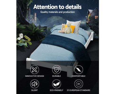 Bed Frame Single Wooden Bed Base Frame Size JADE Timber Mattress Platform - SM Everyday Living