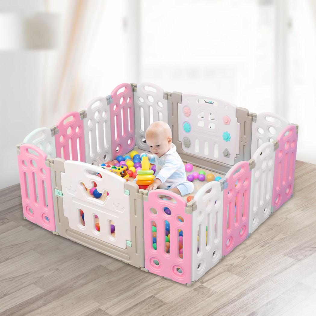 Kids Playpen Baby Safety Gates Kid Play Pen Toddler Fence -14 Panels