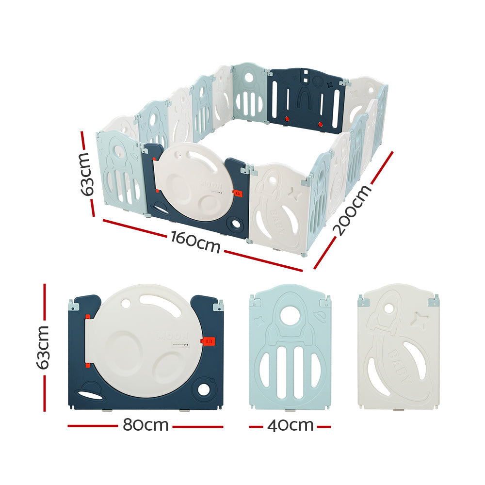 Baby Playpen 16 Panels Foldable Toddler Fence Safety Play Activity Barrier - SM Everyday Living