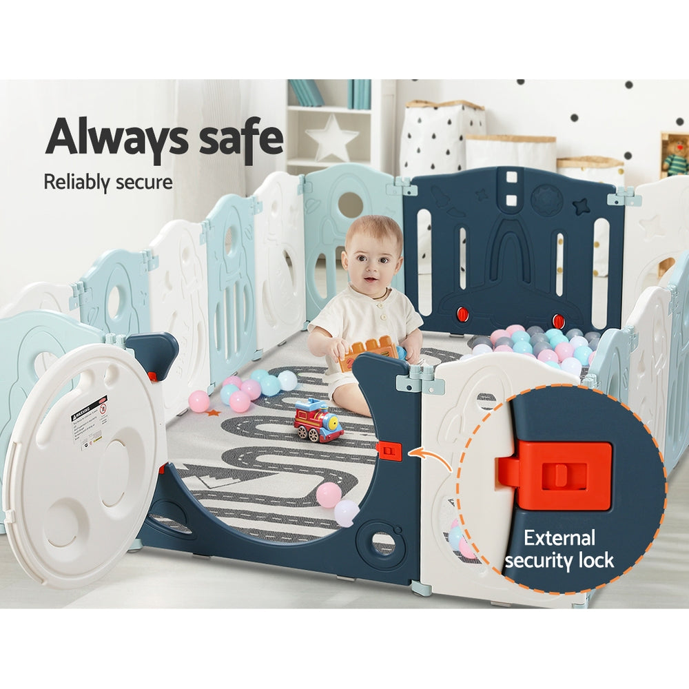 Baby Playpen 16 Panels Foldable Toddler Fence Safety Play Activity Barrier - SM Everyday Living